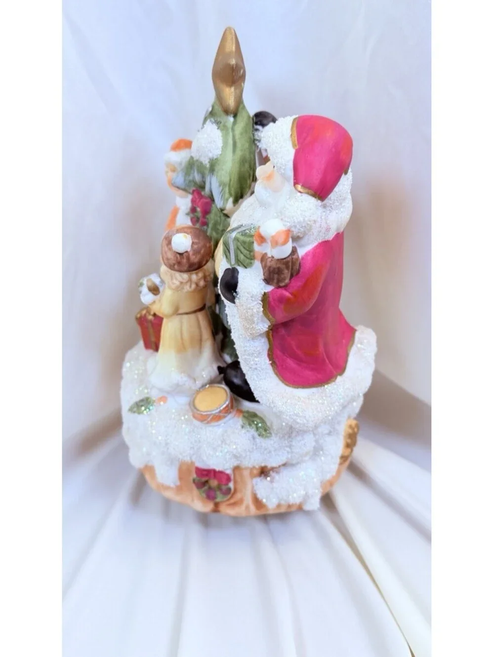Santa Claus Decorating Tree Musical Figurine O Christmas Tree Ceramic 8